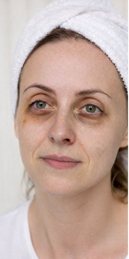 A before comparison picture in Vita Boost Max's results section, detailing tired-looking eyes and noticeable dark under-eye circles.